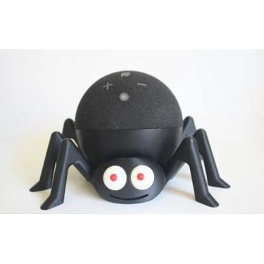 Imagem de FJ Utilitys Suporte Aranha para Echo Dot 4ª e 5ª Geração, Montagem em Impressão 3D, Preto (Olhos Vermelhos, Padrão)