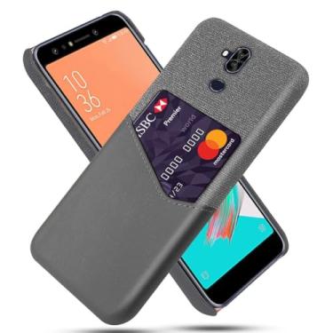 Imagem de Capa para asus Zenfone 5 Lite ZC600KL,Tela e tampa de couro PU,Antideslizante,360°cobertura completa à prova de choque com 1 slot de cartão atrás,Prevenção de queda-Gray