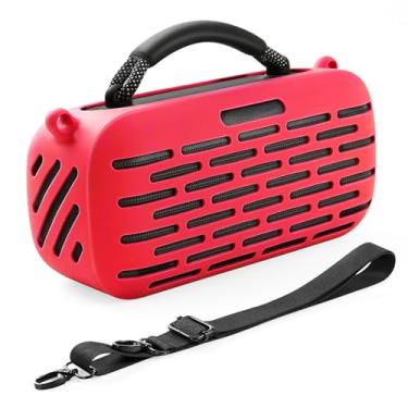 Imagem de SZZCNOX Capa de silicone para acessórios de alto-falante portátil Bose SOUNDLINK Max, capa macia protetora de viagem com alça de ombro para Bose SoundLink Max Audio (vermelho)
