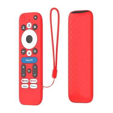 Imagem de Capa para controle remoto onn 4K Pro Google TV, capa protetora de controle remoto NOUKAJU com cordão, à prova de quedas, capa protetora para onn Google TV New 2025 (vermelho)