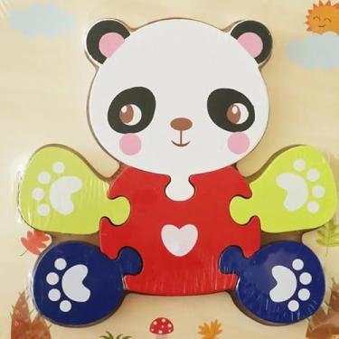 Imagem de Kit 3 Quebra-Cabeça de Madeira 3d Desenho de Animais Meu Primeiro Quebra Cabeça Brincadeira de Criança Linha Premium M5 Armarinhos