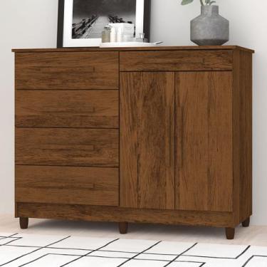 Imagem de Cômoda Jasper 2 Portas 5 Gavetas Imbuia Rústico - Panorama Móveis - Pn