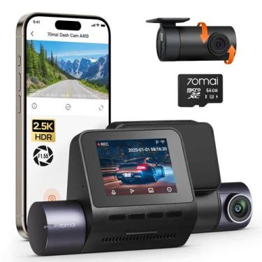 Imagem de Dash Cam 70mai A410 2.5K+1080P frontal e traseira com cartão de 64 GB
