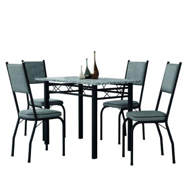 Imagem de Conjunto Sala De Jantar Mesa Tampo Granito 1,20m Com 4 Cadeiras Diana Artefamol