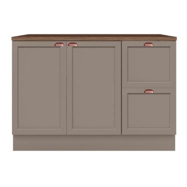 Imagem de Balcão De Cozinha Unna 2 Portas E 2 Gavetas 120cm Gris Com Tampo Mdp - Poliman Móveis Gris