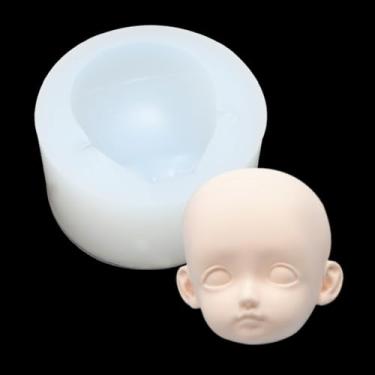 Imagem de Molde de silicone para rosto de boneca, rosto humano, molde de silicone 3D, cabeça de boneca, molde de argila de polímero em miniatura para boneca BJD DIY (estilo C)