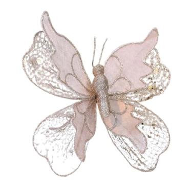 Imagem de Fenteer Decoração de parede de borboleta, enfeite para árvore de Natal, suprimentos para fotografia, adereço de fundo para festa, dia dos namorados, ano novo, Luz Rosa