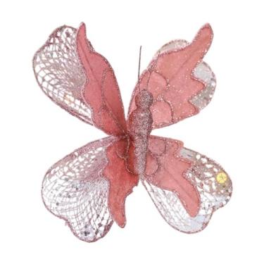 Imagem de Fenteer Decoração de parede de borboleta, enfeite para árvore de Natal, suprimentos para fotografia, adereço de fundo para festa, dia dos namorados, ano novo, Rosa