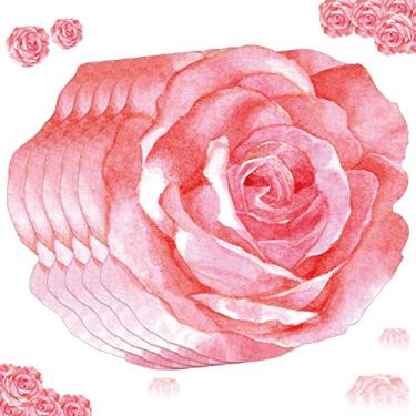 Imagem de Teling 50 peças de jogo americano de papel floral descartável de 33 cm de flor rosa a granel para chá de casamento, chá de bebê, artigos de festa, decoração de mesa de jantar
