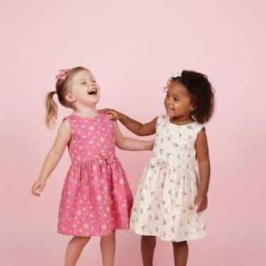 Imagem de Conjunto Dois Vestido Infantil Luxo Princesa Bebê com Manguinha - Flor