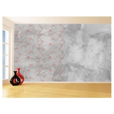 Imagem de Papel De Parede 3D Concreto Linhas Dourado Rose 3,5M Kkt259