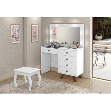 Imagem de Penteadeira Luna Led Camarim Espelho Com Banqueta Branco - Luapa