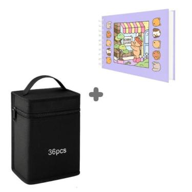 Imagem de 24/36/48/60 Cores Caneta Marcadora Kit Com Ponta Dupla - Lusen, Cadern