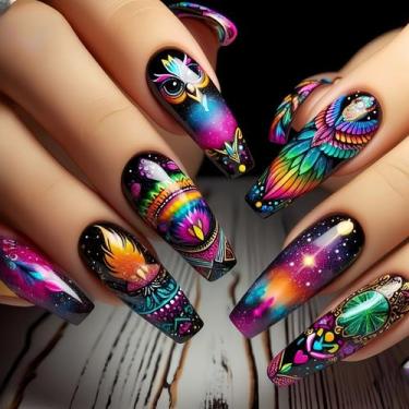 Imagem de Adesivos de unhas BJR, removíveis de comprimento longo, 24 peças, usáv