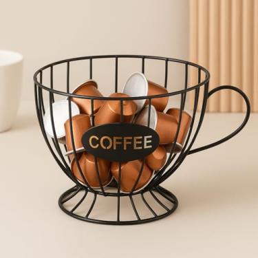 Imagem de Porta-cápsulas de café estiloso de grande capacidade, cápsula de café, café expresso, xícara de cozinha, organizador para cafeteria e hotel - dourado ou Preto (Preto)