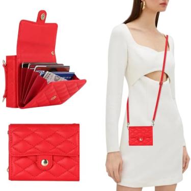 Imagem de Bolsa crossbody capa de telefone de couro para samsung galaxy z flip 5 4 3 flip5 flip4 flip3 5g longo cordão carteira capa de cartão, vermelho, para samsung z flip3