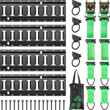 Imagem de Kit de trilho de amarração E Track, amarração de reboque, kit de 31 peças, 4 trilhos, 4 cordões de corda, 4 âncoras de anel O, 2 tiras de 3 metros, acessórios de segurança para garagens, vans