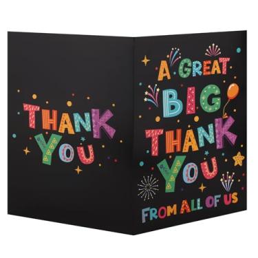 Imagem de Grande Cartão Agradecimento, 40x27cm Cartões de Agradecimento Gigantes e Coloridos com Envelope para Chefe Professor Equipe Presente de Apreciação Gigante (Preto)