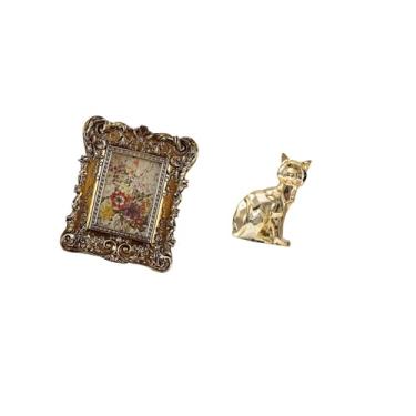 Imagem de Fenteer Estátua de Gato Floral Esculpida à Mão, Porta-retratos, Estatueta Decorativa, Suporte para Fotos, Mesa, Montagem Na Parede, Escultura de Animal Antiga