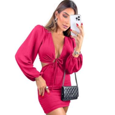 Imagem de Vestido Duna Festa Multiformas Cropped Manga Longa Balada Evento Passe