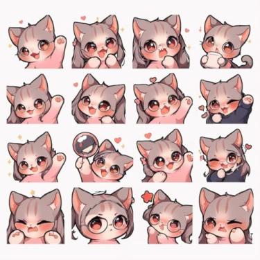 Imagem de Adesivo Infantil Fofo Kawai Decorativo para Quartos e Cadernos com Emojis e Animais 40x40cm