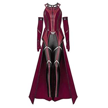 Imagem de Fantasia feminina Wanda Maximoff cosplay fantasia de bruxa escarlate e calça conjunto completo (Carrilha, GG)