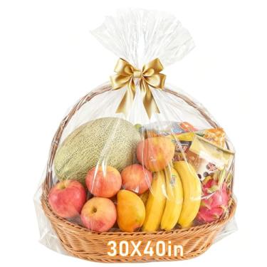 Imagem de Sacos de celofane, 12 CT 76,2 x 101,6 cm, sacos de presente transparentes grandes, para presente, garrafas de vinho, casamento, chá de bebê, artigos de festa