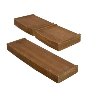 Imagem de Prateleiras flutuantes de madeira maciça para decoração de casa, ideal para sala de estar, quarto, lavanderia e cozinha. Prateleiras com suportes para decoração de casa de armazenamento geral de