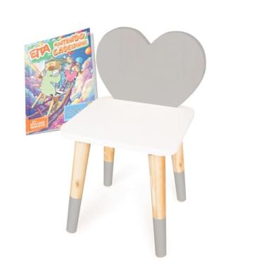 Imagem de Kit Educativo Cadeira Infantil de Madeira Coração - Cinza