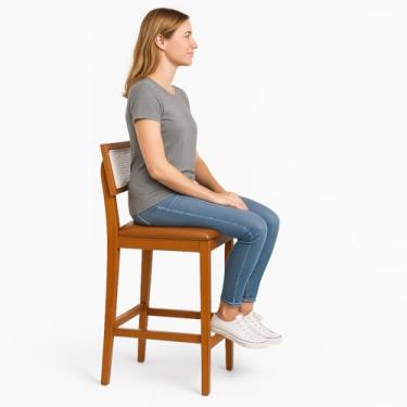 Imagem de Banqueta Madeira Maciça Estofado Couro Com Tela Sextavada Premiere