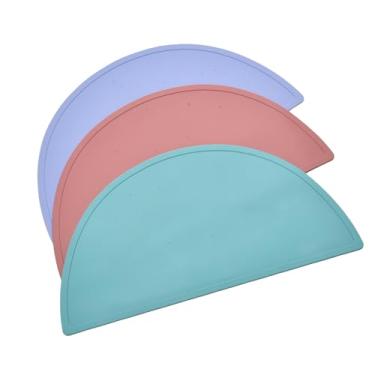 Imagem de Jogo americano de urso de silicone para crianças pequenas (meio círculo, 3 peças, roxo)