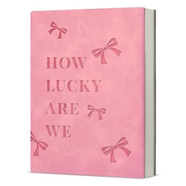 Imagem de Caderno com laço rosa coquete feminino fofo How Lucky Are We Caderno de diário estético preppy