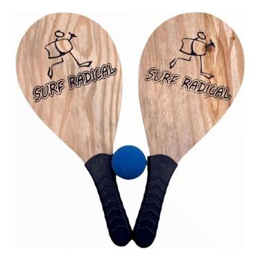 Imagem de Raquete Frescobol De Madeira Com Bolinha Surf Radical