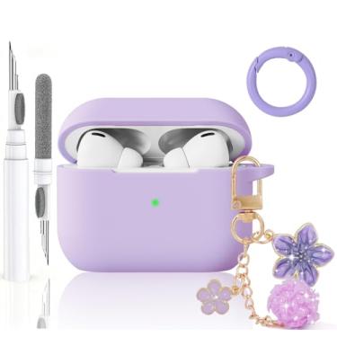 Imagem de Olytop Capa fofa para Airpods Pro 3 para meninas e mulheres, compatível com Airpod Pro 3ª geração com chaveiro de flores e caneta de limpeza, capa protetora de silicone macio para Apple iPod Pro 3 Gen