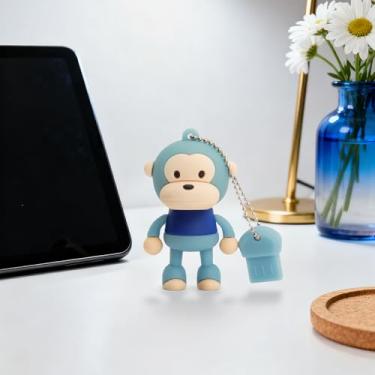 Imagem de Pen Drive USB de 16 GB, dispositivo externo de armazenamento de dados, animal fofo, perfeito para presentear familiares e amigos (macaco azul)