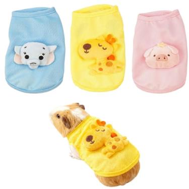 Imagem de 3 peças de roupas de porquinho-da-índia: camisetas e regatas macias, respiráveis e adoráveis, adequadas para porquinhos-da-índia, hamsters, furões e outros animais de estimação pequenos (PP)