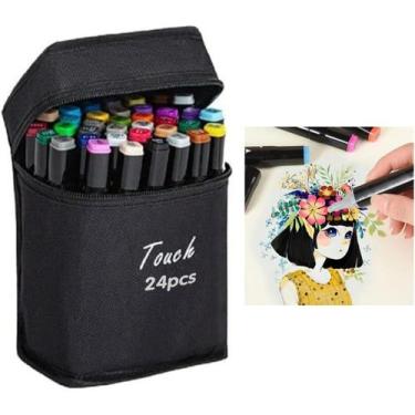 Imagem de Kit Criativo Infantil Com Estojo De Canetinhas Coloridas Ideal Para Es