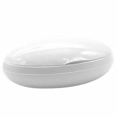 Imagem de Saboneteira Branca Infantil Com Tampa Oval Compacta Para Bolsa Materni