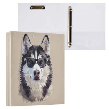 Imagem de Kigai Fichário de 3 anéis, organizador de fichário redondo com prancheta (carta A4), fichário fofo para material de escritório escolar - cachorro bonito