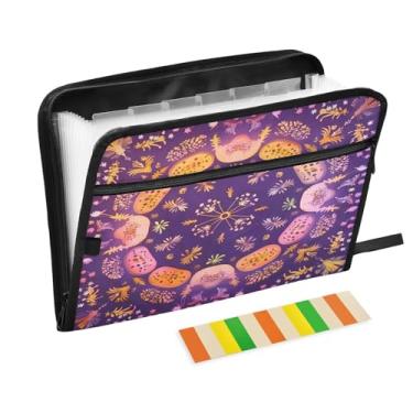 Imagem de Wassud Mandala roxa com 13 bolsos, organizador de arquivos sanfonados, pastas expansíveis com abas e adesivos, organizador de pastas de documentos de recibo de papel tamanho carta A4 para viagens de