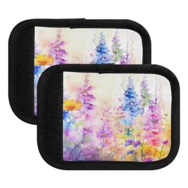 Imagem de Qilmy Pintura aquática, flores silvestres, alça de bagagem, embalagem com 2 identificadores de bagagem, identificadores de bagagem, capa confortável para carrinho de bebê, mala de viagem, acessórios