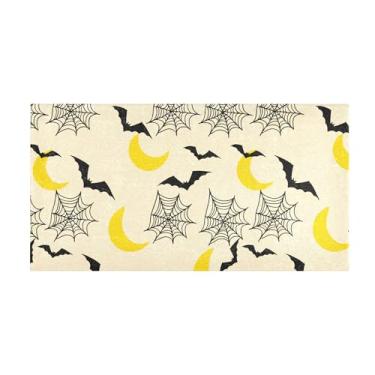Imagem de Burbuja Tapete de corredor teias morcegos lua pelúcia antiderrapante tapete de cozinha tapete de borracha para corredor, quarto, sala de estar, decoração de entrada, lavável na máquina, 51 x 99 cm