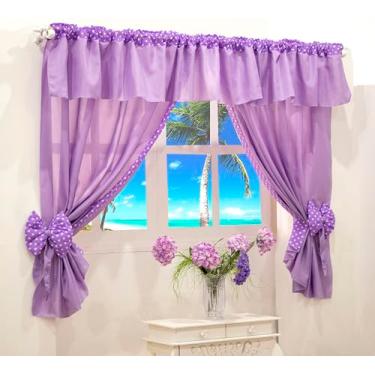 Imagem de Cortina Infantil para Quarto de Bebê, 220x170cm, Lilás, Poliéster, Semi-transparente, com Bandô, Argola, Liso, Ursinha