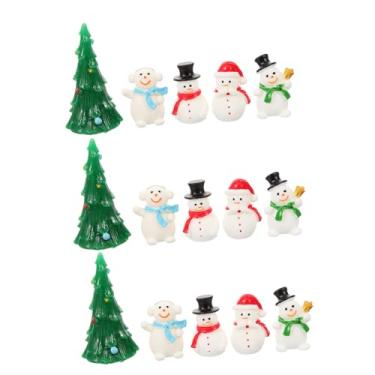 Imagem de Conjunto de enfeites de resina de Natal, 15 peças, adoráveis decorações de mesa de desenho animado para fazer cenas de neve, artesanato para decoração de casa, estilo aleatório