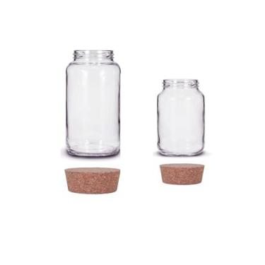 Imagem de Conjunto Pote de Vidro Conserva 800ml + 600ml - Tampa Rolha - 3 x Conjunto