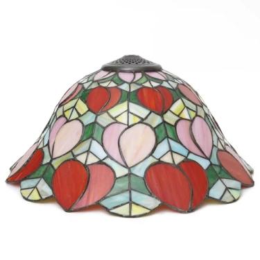 Imagem de Cúpula de Abajur Tiffany de Reposição, Cúpula de Vidro Colorido de 40 cm, Design Mediterrâneo com Tulipas e Girassóis Antigos, Contas de Cristal, Compatível Apenas com Abajures de Mesa, de C