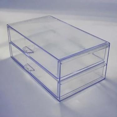 Imagem de Gaveteiro Organizador em Acrílico Transparente com 2 Gavetas para Maquiagens Óculos Bijuterias Jóias