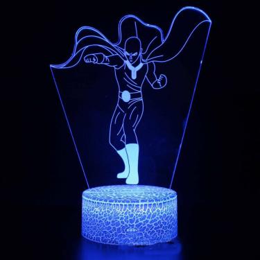 Imagem de Lâmpada de ilusão LED 3D com luz noturna One Punch Man Anime