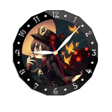 Imagem de Relógio de parede Genshins Hutao Anime 30cm Silent Non-Ticking