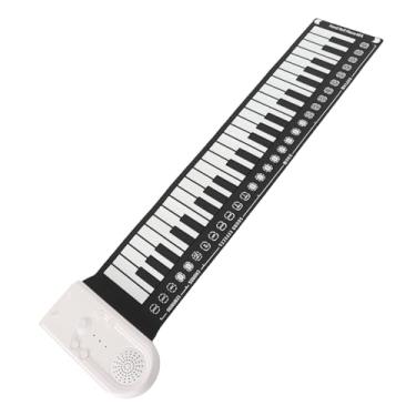 Imagem de Cryfokt Mão Rolando Piano para Crianças Iniciantes, Teclado Eletrônico Portátil Leve de 49 Teclas Com Alto-falante para Prática Musical (Branco)